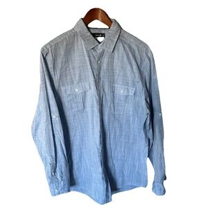 Alfani Blue Mens Size L Dress Shirt Button Up Long Sleeve Cotton/Poly